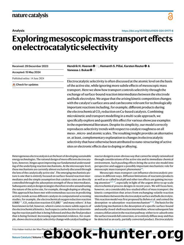 Exploring mesoscopic mass transport effects on electrocatalytic selectivity by Hendrik H. Heenen & Hemanth S. Pillai & Karsten Reuter & Vanessa J. Bukas