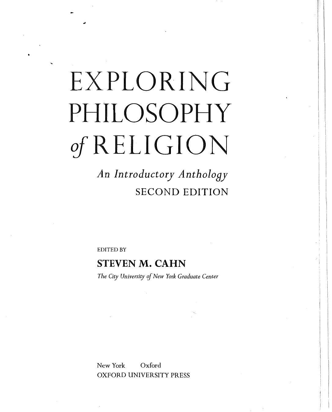Exploring philosophy of religion : an introductory anthology by Steven M. Cahn (editor)