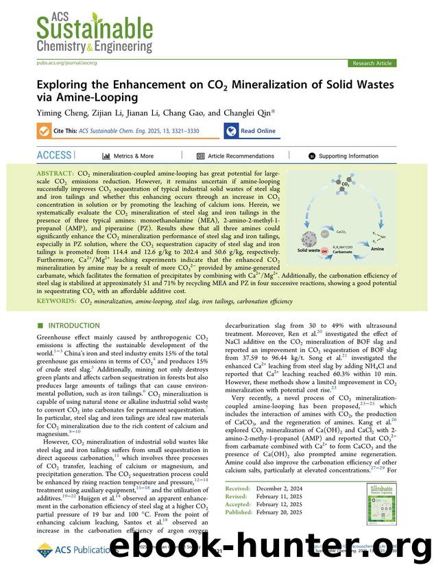 Exploring the Enhancement on CO2 Mineralization of Solid Wastes via Amine-Looping by Yiming Cheng Zijian Li Jianan Li Chang Gao and Changlei Qin