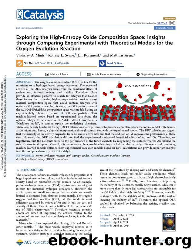 Exploring the High-Entropy Oxide Composition Space: Insights through Comparing Experimental with Theoretical Models for the Oxygen Evolution Reaction by Vladislav A. Mints Katrine L. Svane Jan Rossmeisl & Matthias Arenz