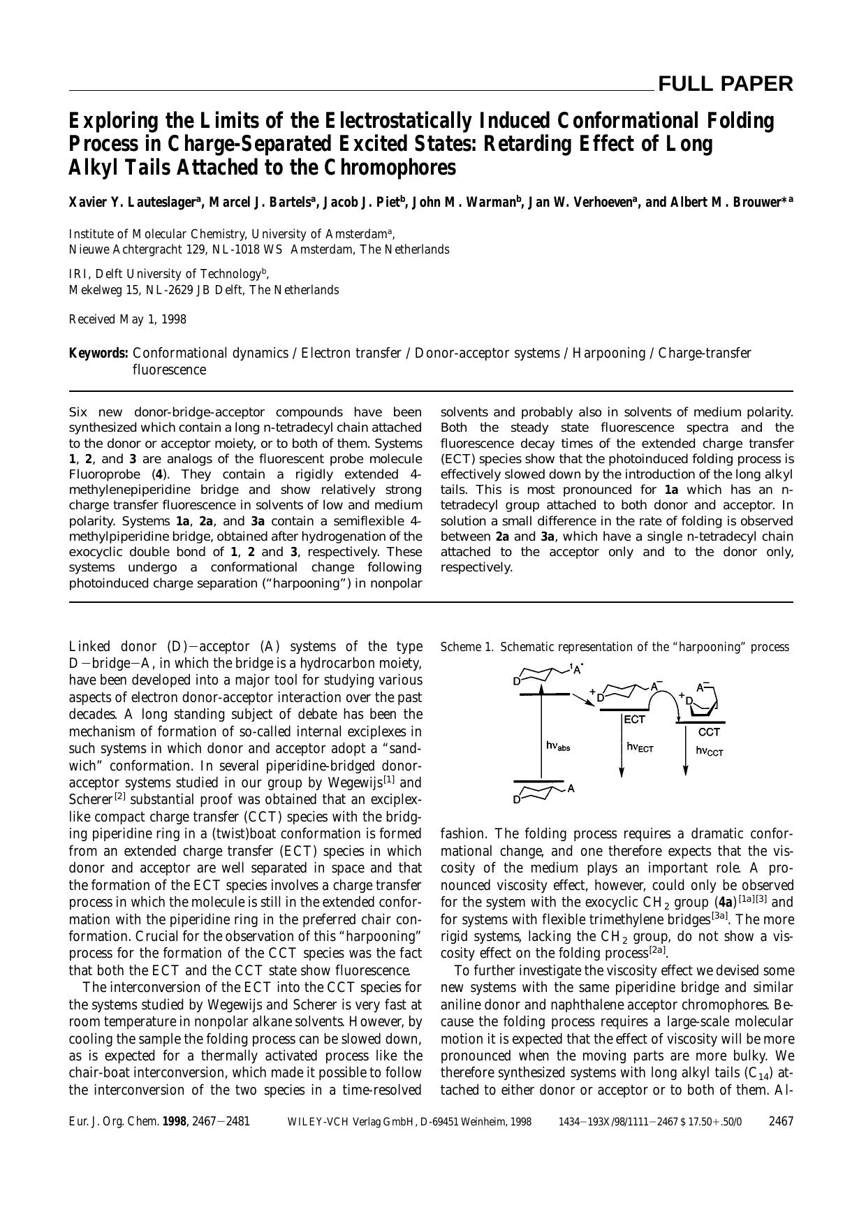 Exploring the Limits of the Electrostatically Induced Conformational Folding Process in Charge-Separated Excited States: Retarding Effect of Long Alkyl Tails Attached to the Chromophores by Unknown