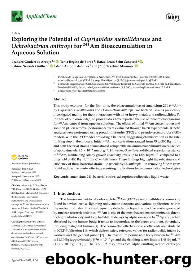 Exploring the Potential of Cupriavidus metallidurans and Ochrobactrum anthropi for 241Am Bioaccumulation in Aqueous Solution by unknow