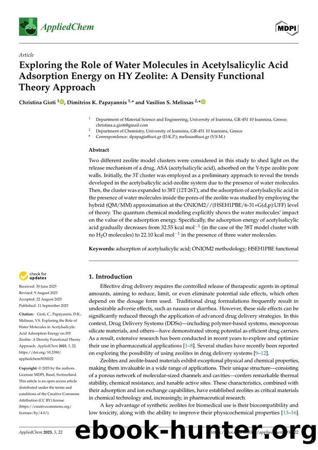 Exploring the Role of Water Molecules in Acetylsalicylic Acid Adsorption Energy on HY Zeolite: A Density Functional Theory Approach by Christina Gioti Dimitrios K. Papayannis & Vasilios S. Melissas