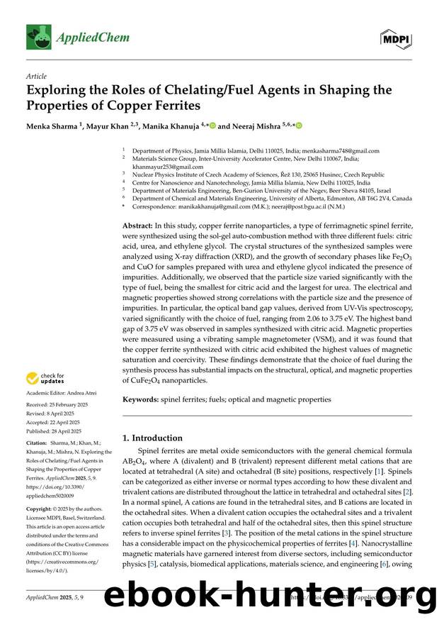 Exploring the Roles of ChelatingFuel Agents in Shaping the Properties of Copper Ferrites by Menka Sharma Mayur Khan Manika Khanuja & Neeraj Mishra