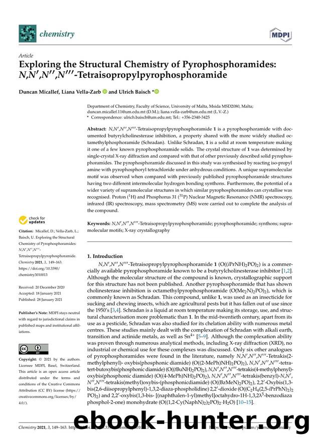 Exploring the Structural Chemistry of Pyrophosphoramides: N,N',N'',N'''-Tetraisopropylpyrophosphoramide by Duncan Micallef Liana Vella-Zarb & Ulrich Baisch