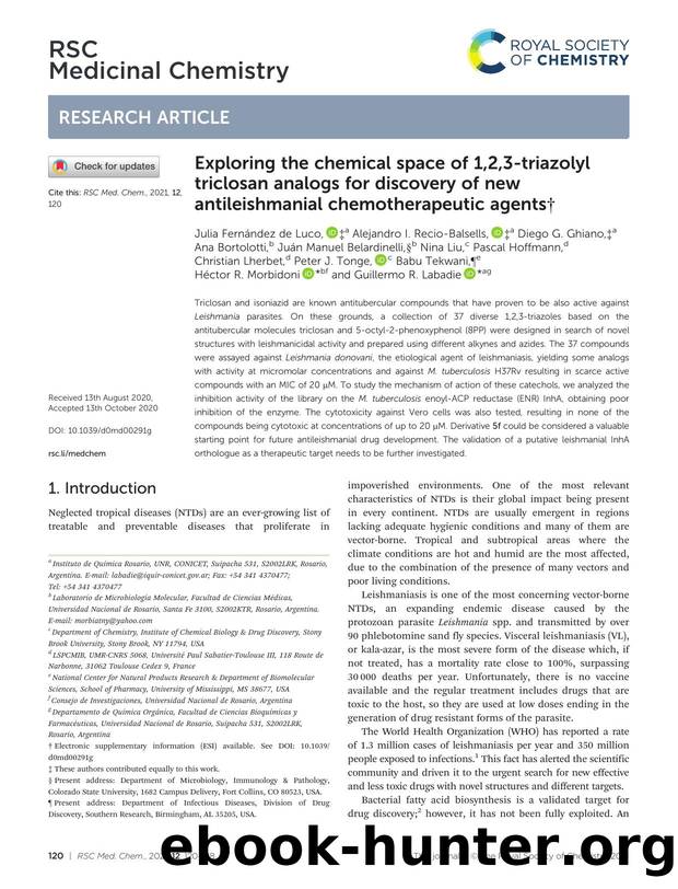 Exploring the chemical space of 1,2,3-triazolyl triclosan analogs for discovery of new antileishmanial chemotherapeutic agents by unknow