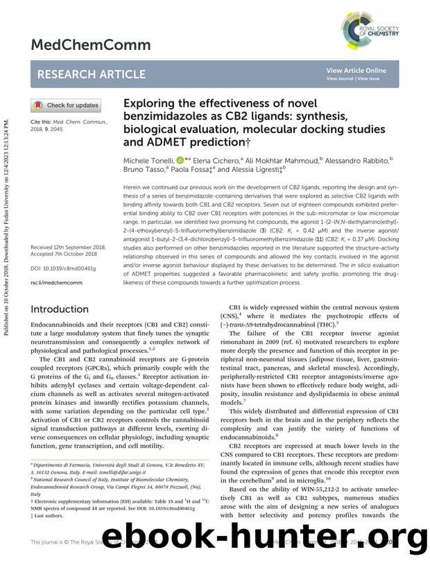 Exploring the effectiveness of novel benzimidazoles as CB2 ligands: synthesis, biological evaluation, molecular docking studies and ADMET prediction by unknow