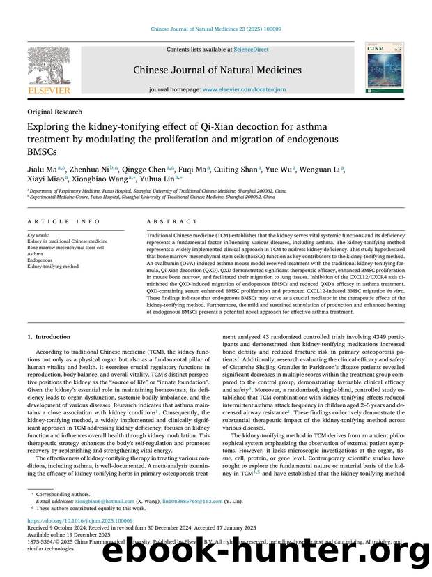 Exploring the kidney-tonifying effect of Qi-Xian decoction for asthma treatment by modulating the proliferation and migration of endogenous BMSCs by unknow