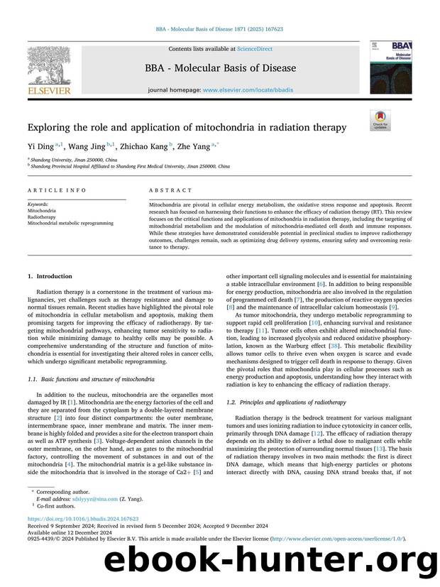 Exploring the role and application of mitochondria in radiation therapy by Yi Ding & Wang Jing & Zhichao Kang & Zhe Yang