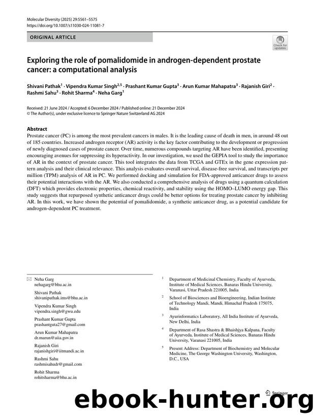 Exploring the role of pomalidomide in androgen-dependent prostate cancer: a computational analysis by unknow
