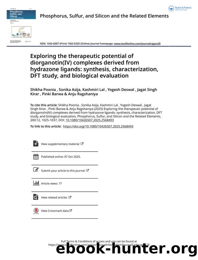 Exploring the therapeutic potential of diorganotin(IV) complexes derived from hydrazone ligands: synthesis, characterization, DFT study, and biological evaluation by unknow