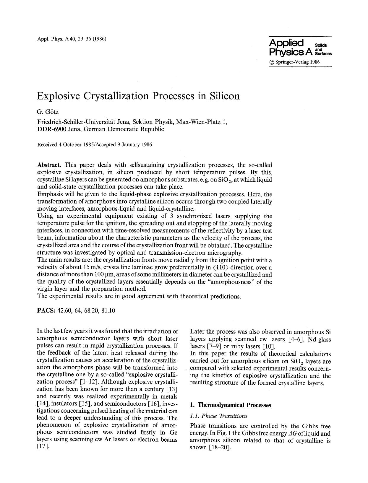 Explosive crystallization processes in silicon by Unknown