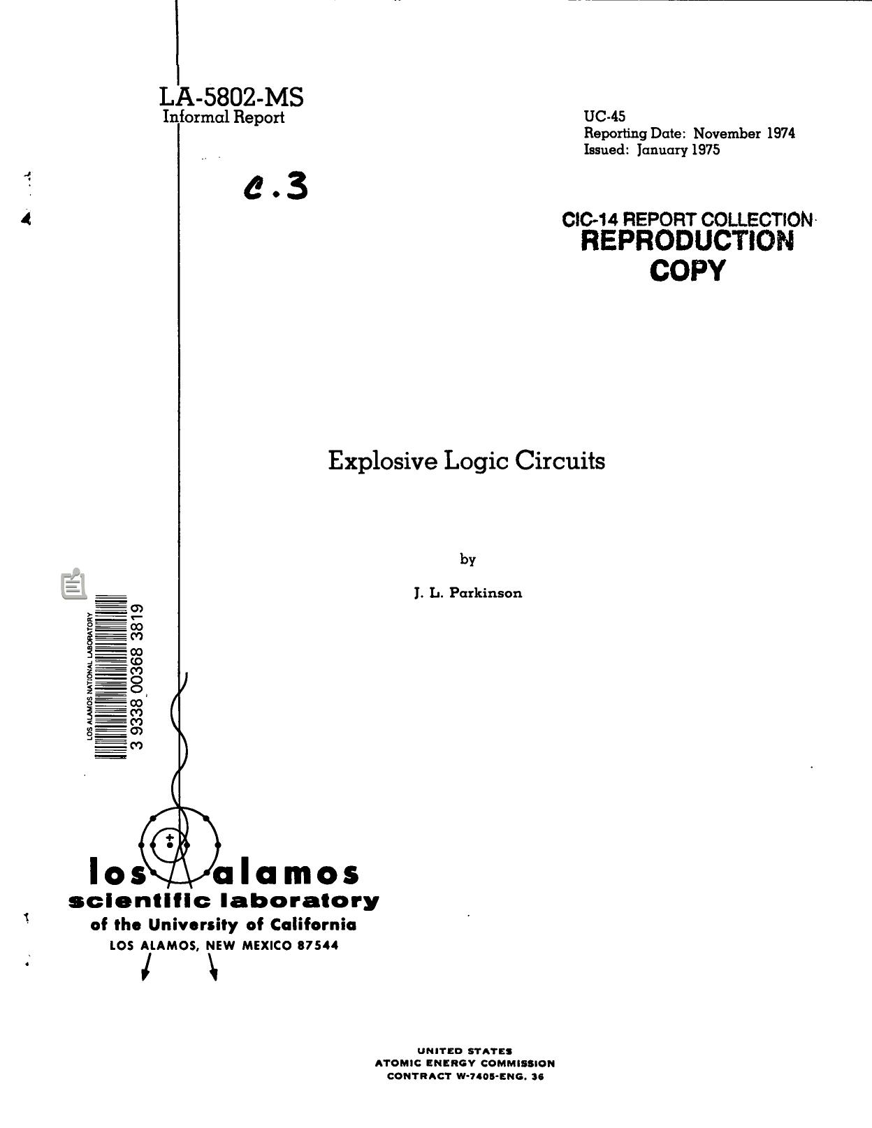 Explosive logic circuits None by LANL Research Library LWW Project