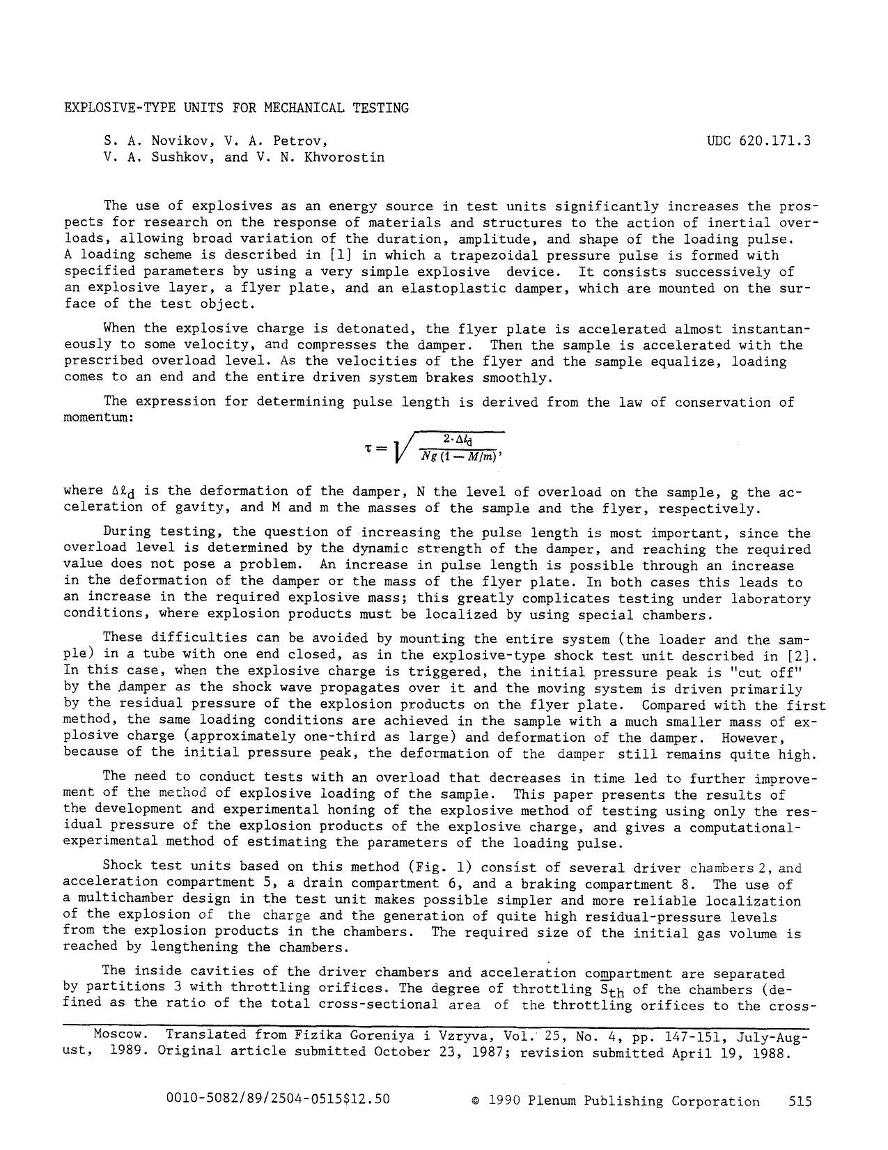 Explosive-type units for mechanical testing by Unknown