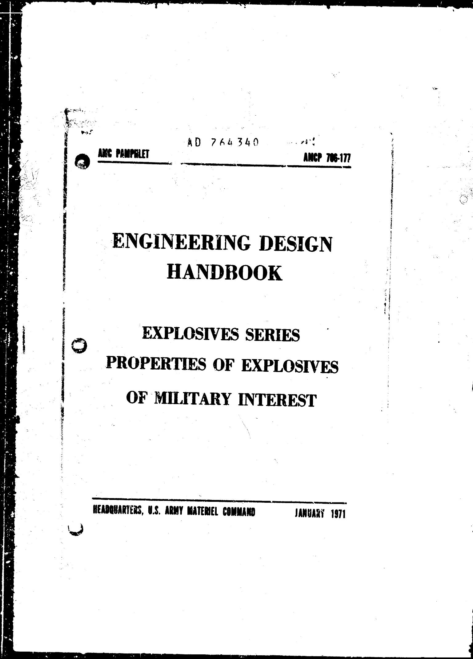 Explosives of Military Interest - Engineering Design Series by AMCP 706-177
