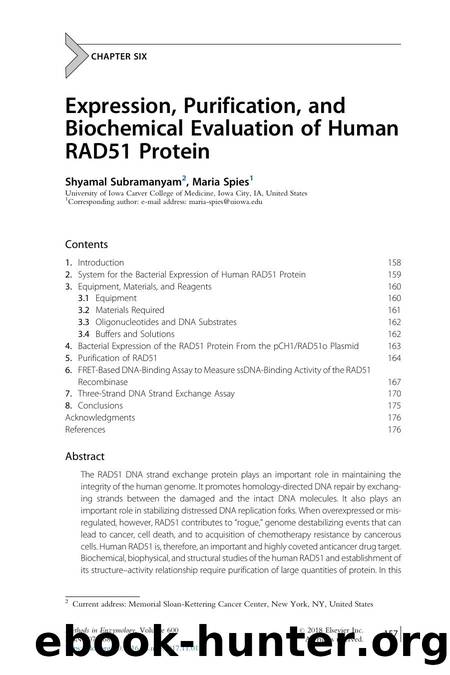 Expression, Purification, and Biochemical Evaluation of Human RAD51 Protein by Shyamal Subramanyam & Maria Spies