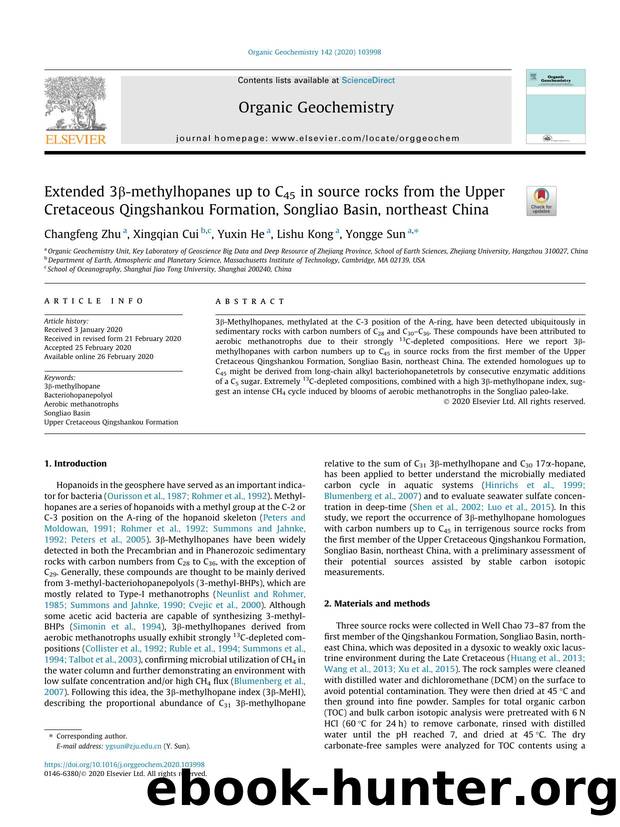 Extended 3ÃÂ²-methylhopanes up to C45 in source rocks from the Upper Cretaceous Qingshankou Formation, Songliao Basin, northeast China by Changfeng Zhu & Xingqian Cui & Yuxin He & Lishu Kong & Yongge Sun