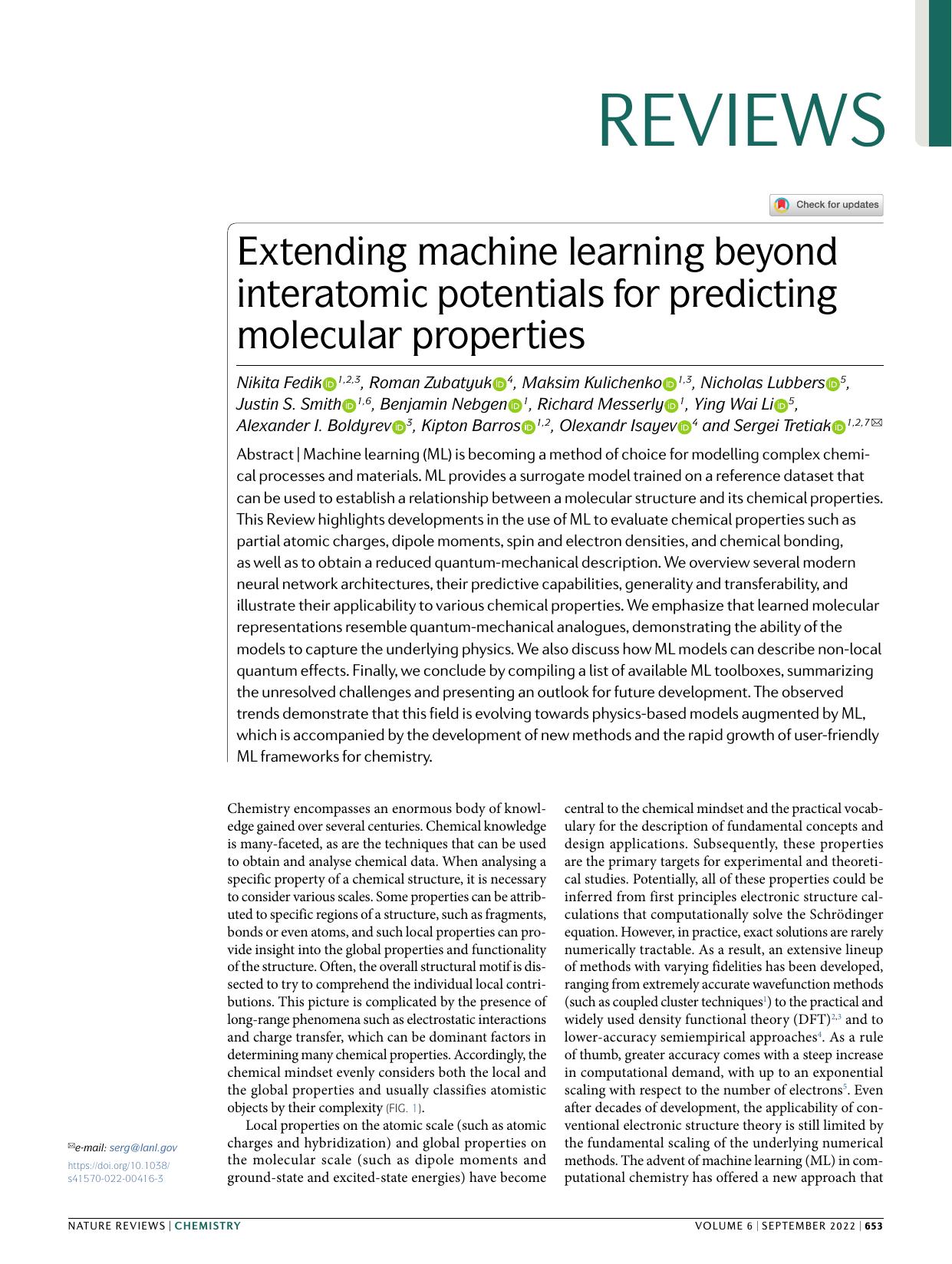 Extending machine learning beyond interatomic potentials for predicting molecular properties by unknow