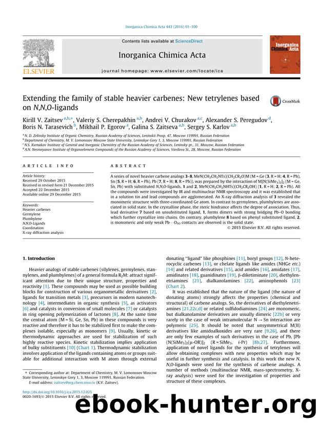 Extending the family of stable heavier carbenes: New tetrylenes based on N,N,O-ligands by unknow