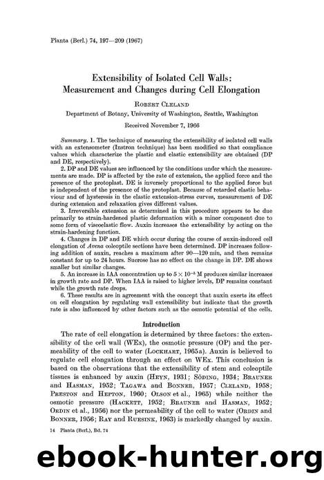 Extensibility of isolated cell walls: Measurement and changes during cell elongation by Unknown