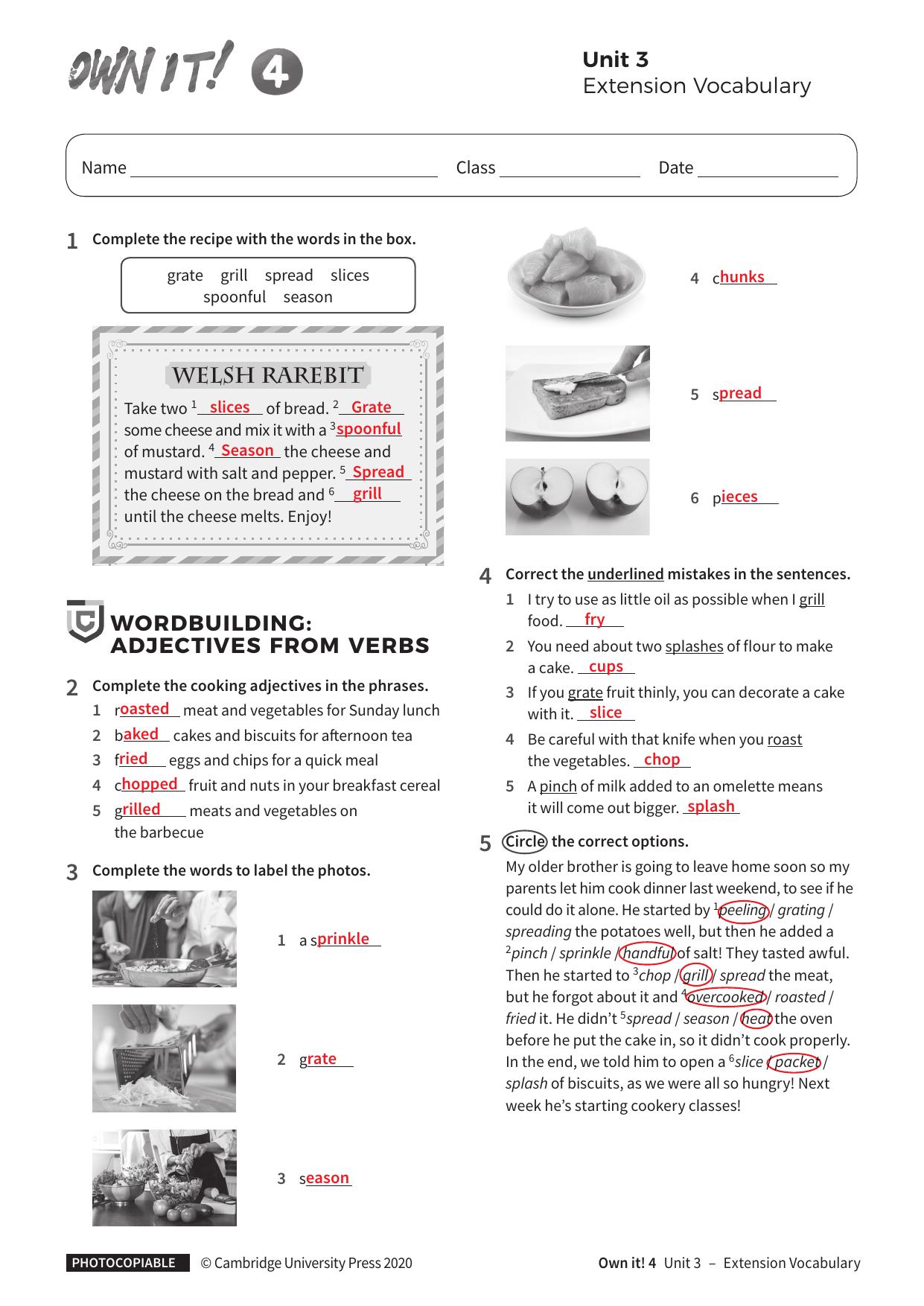 Extension Vocabulary Unit3 with answers by Unknown