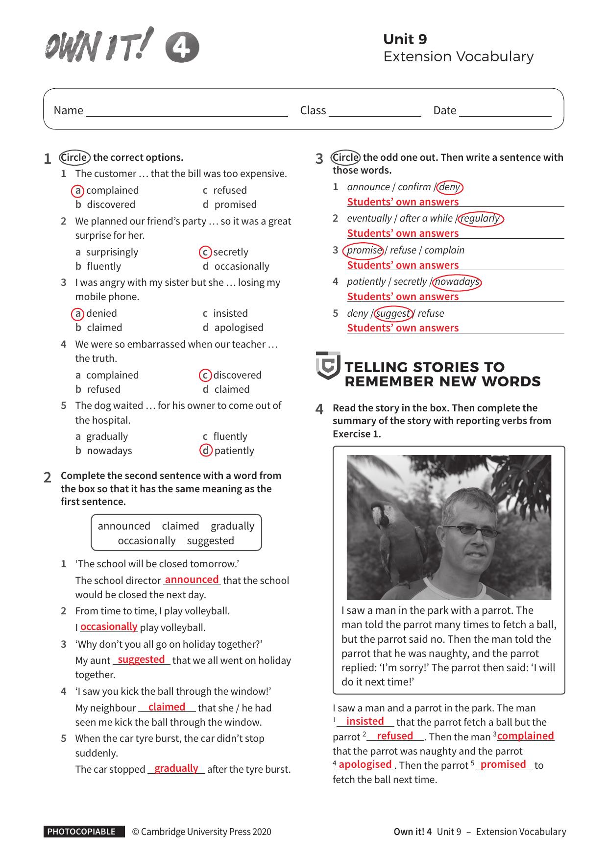 Extension Vocabulary Unit9 with answers by Unknown