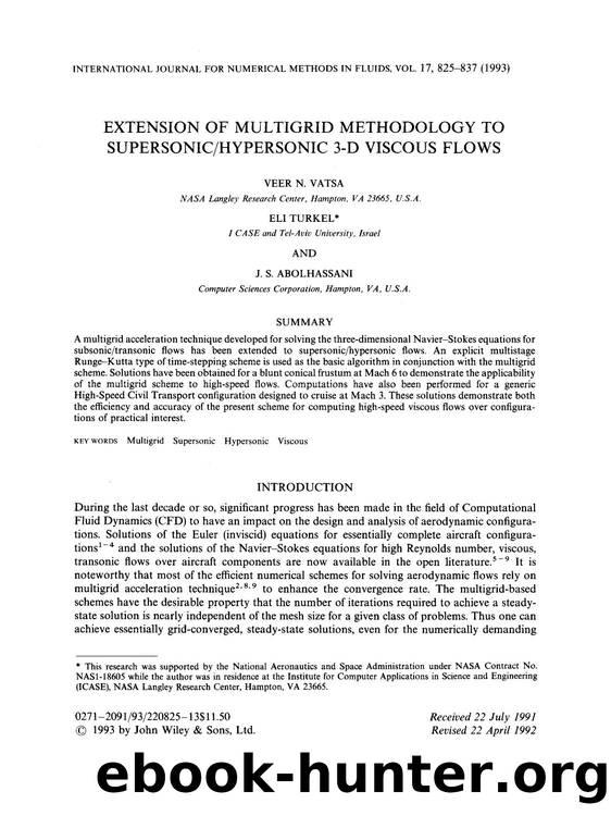 Extension of multigrid methodology to supersonichypersonic 3-D viscous flows by Unknown
