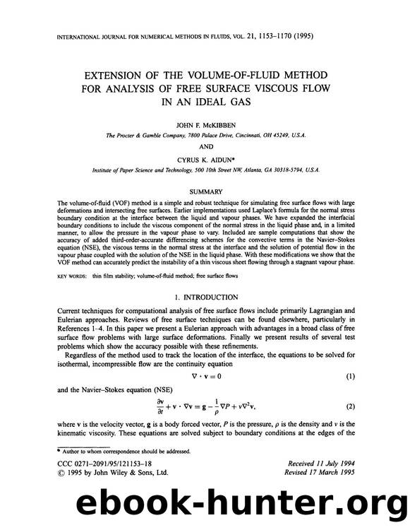 Extension of the volume-of-fluid method for analysis of free surface viscous flow in an ideal gas by Unknown