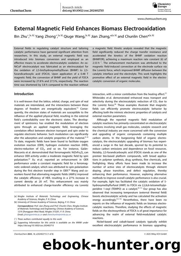 External Magnetic Field Enhances Biomass Electrooxidation by Unknown