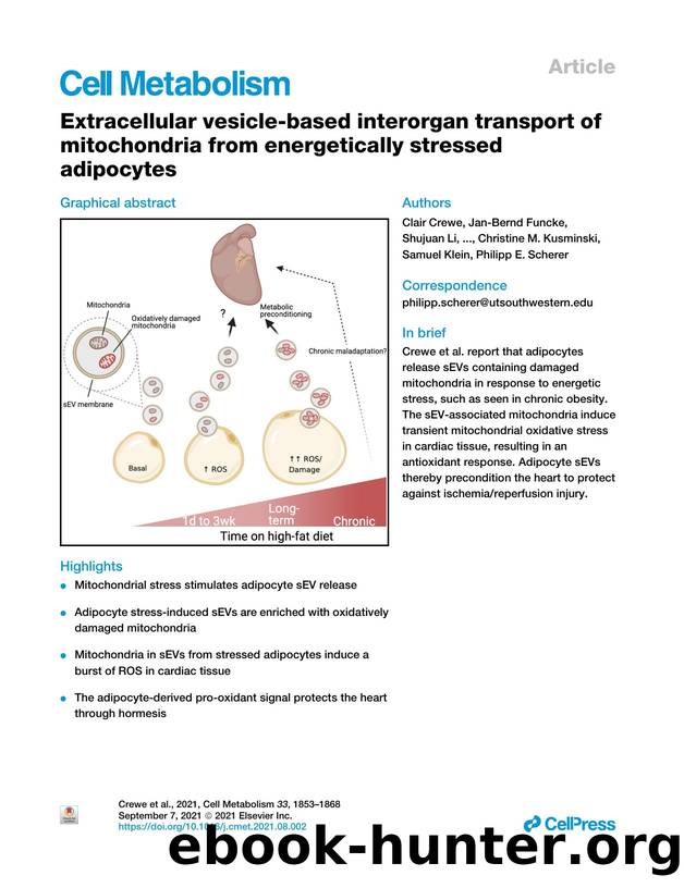 Extracellular vesicle-based interorgan transport of mitochondria from energetically stressed adipocytes by unknow