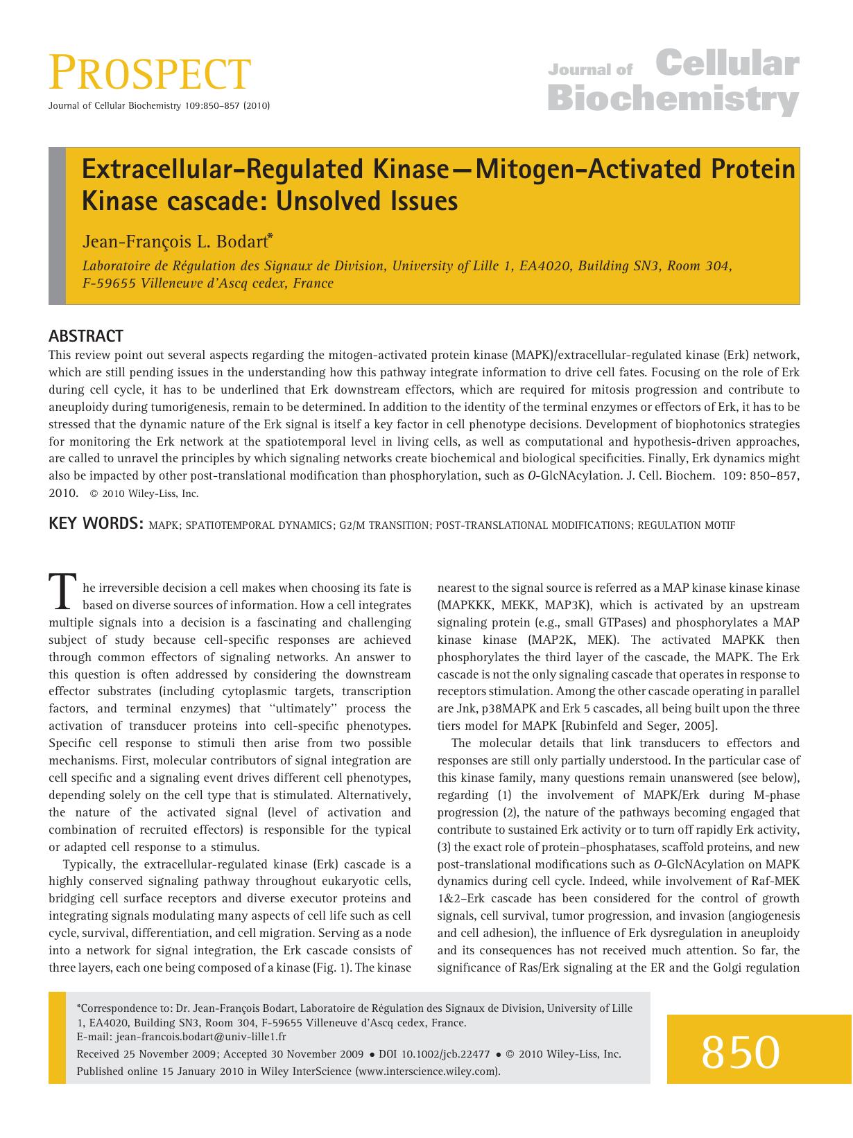 Extracellular?regulated kinase?mitogen?activated protein kinase cascade: Unsolved issues by Unknown