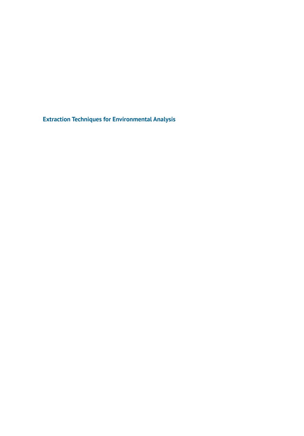 Extraction Techniques for Environmental Analysis by John R. Dean