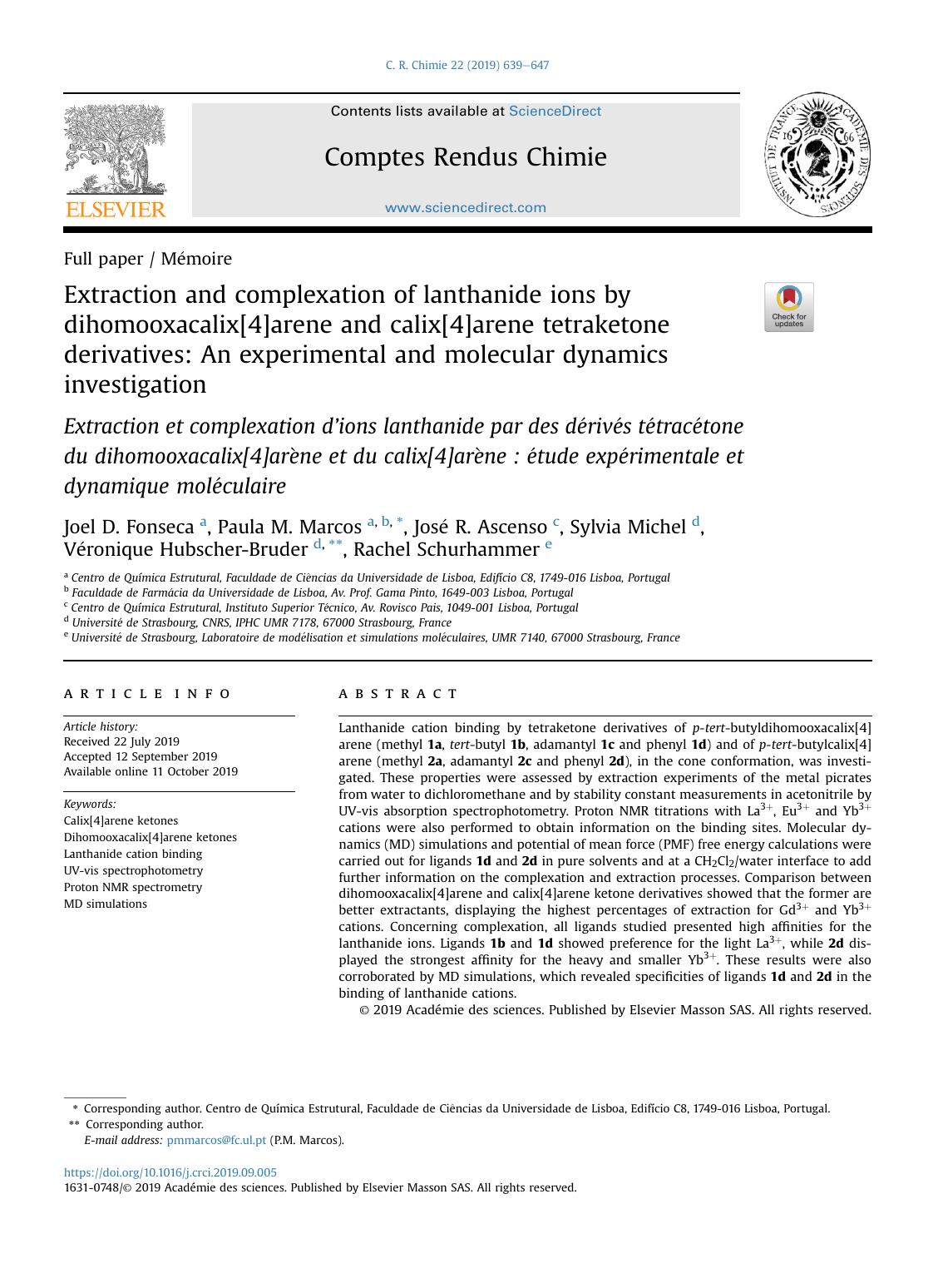 Extraction and complexation of lanthanide ions by dihomooxacalix[4]arene and calix[4]arene tetraketone derivatives: An experimental and molecular dynamics investigation by unknow