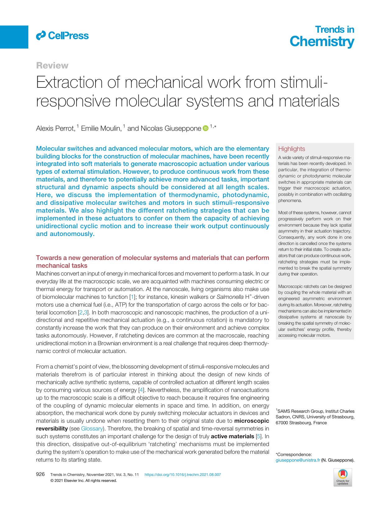 Extraction of mechanical work from stimuli-responsive molecular systems and materials by Alexis Perrot & Emilie Moulin & Nicolas Giuseppone