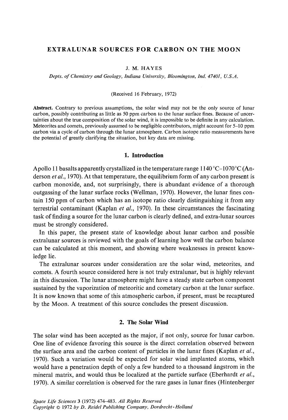 Extralunar sources for carbon on the moon by Unknown