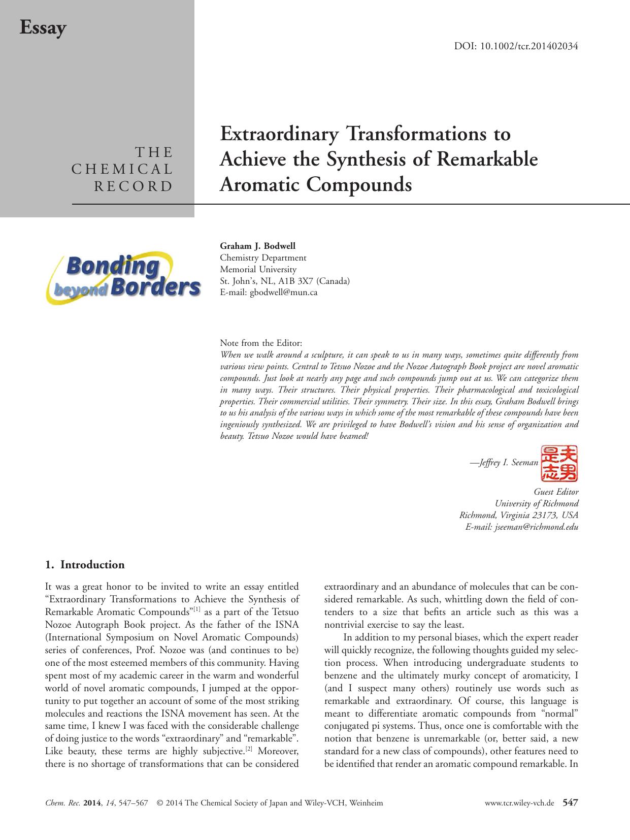 Extraordinary Transformations to Achieve the Synthesis of Remarkable Aromatic Compounds by Unknown