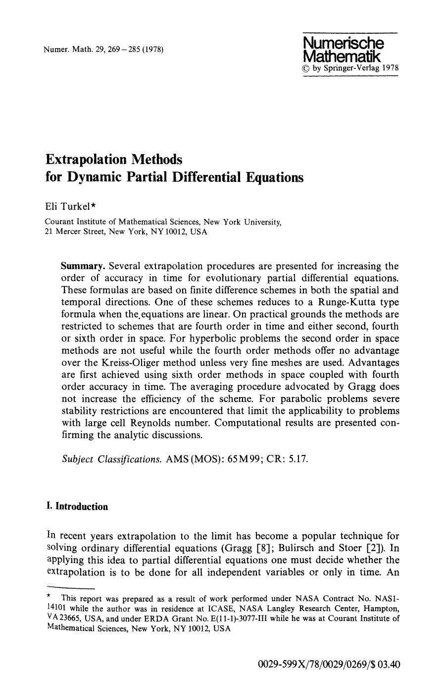 Extrapolation methods for dynamic partial differential equations by Unknown