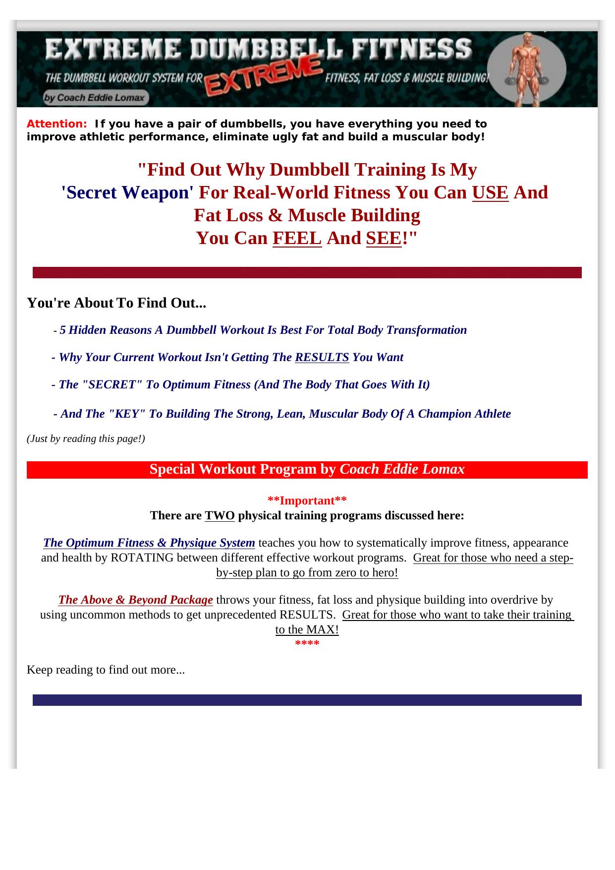 Extreme Dumbbell Fitness- Exceed Your Expectations. by Best of Kuszter's Collection