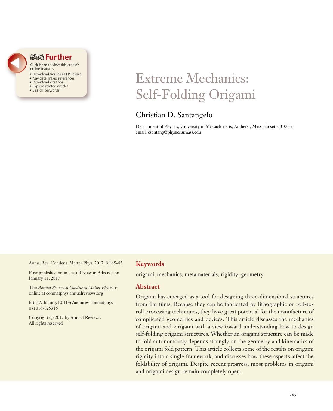 Extreme Mechanics: Self-Folding Origami by Christian D. Santangelo