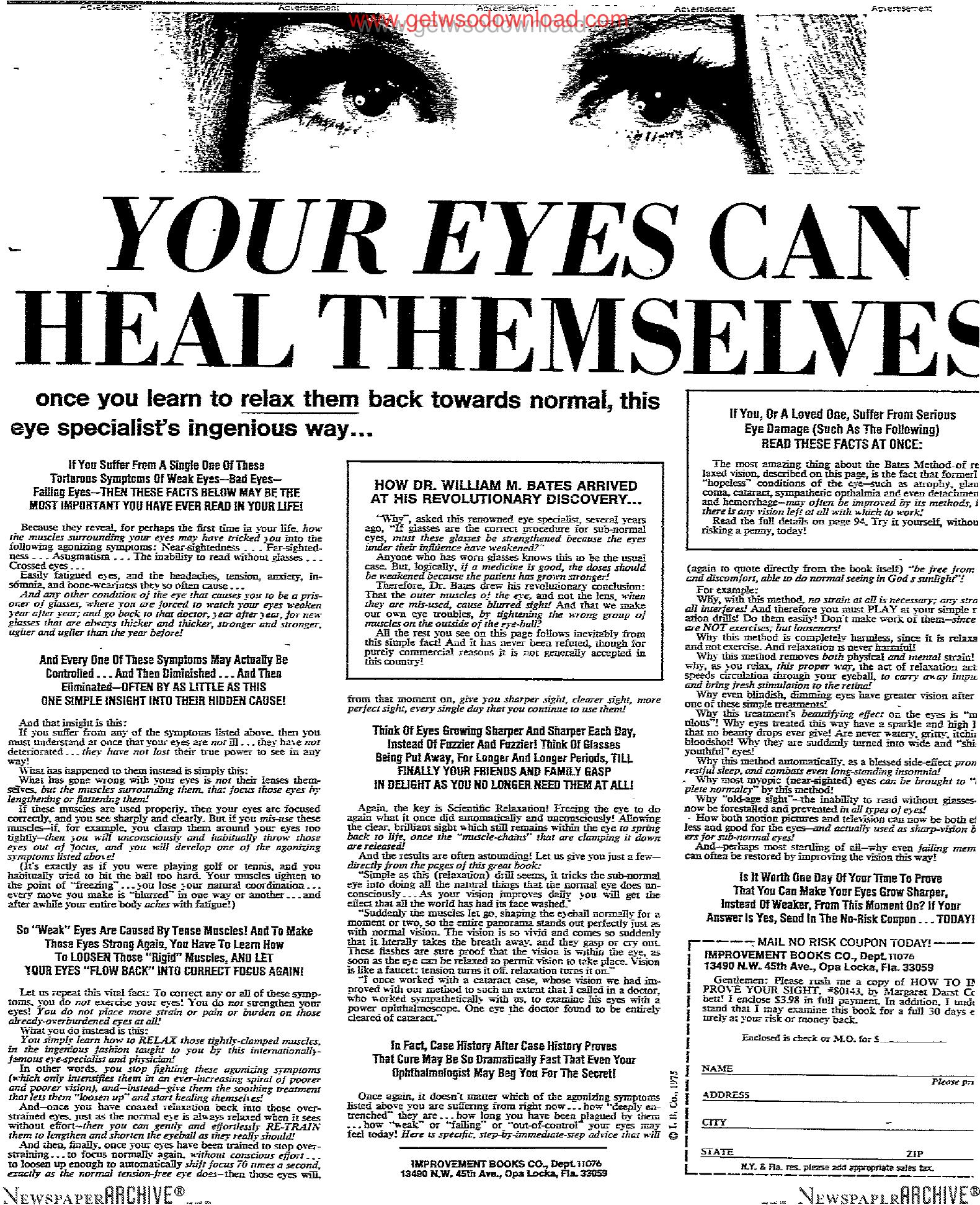 Eyes Heal Themselves 2 by Copyright 2005 Heritage Microfilm Inc. and Newspaperarchive.com
