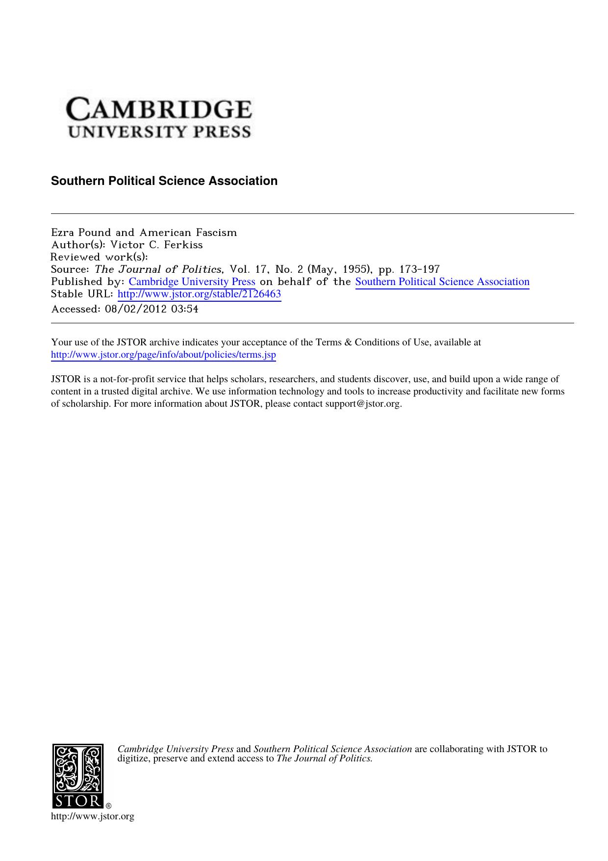 Ezra Pound and American Fascism by Ezra Pound & American Fascism