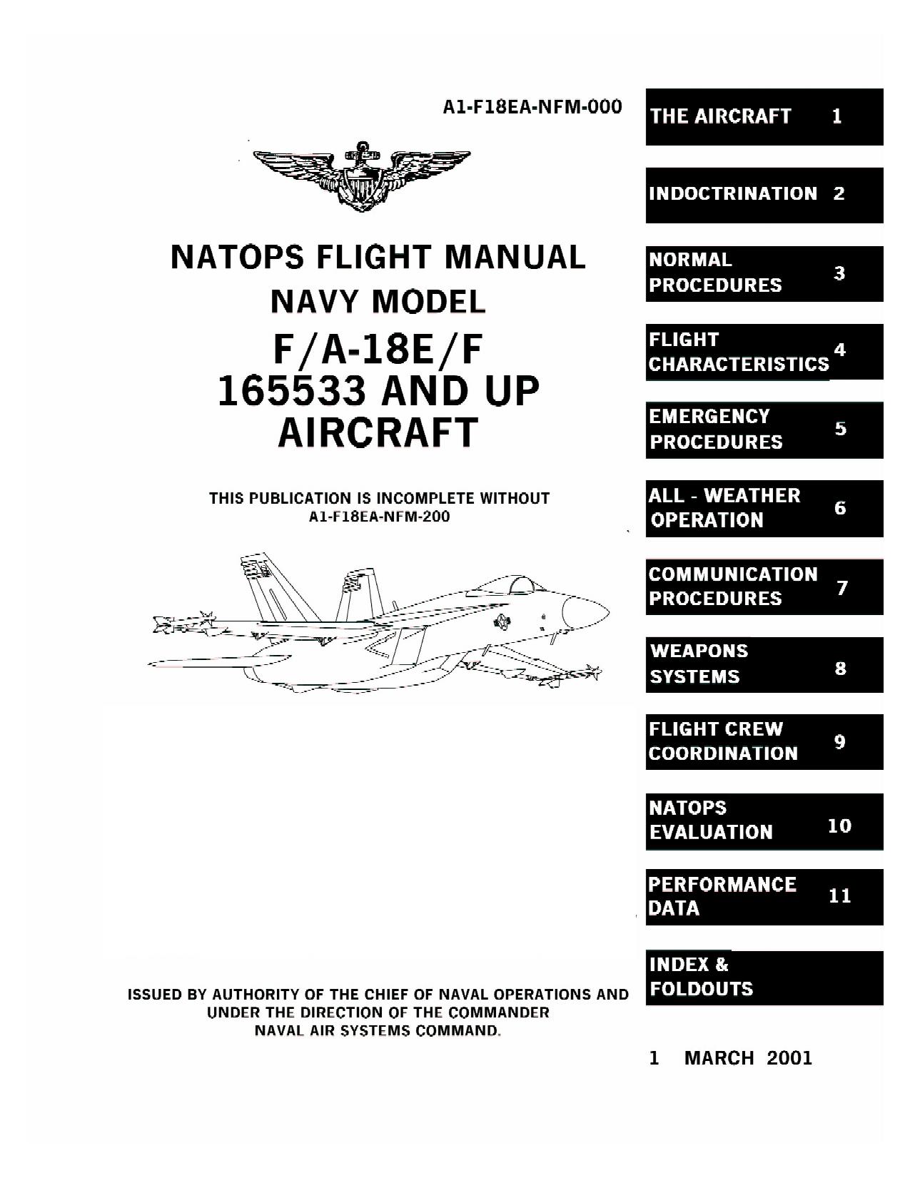 F-18 Flight Manual by Department of the NAVY USA
