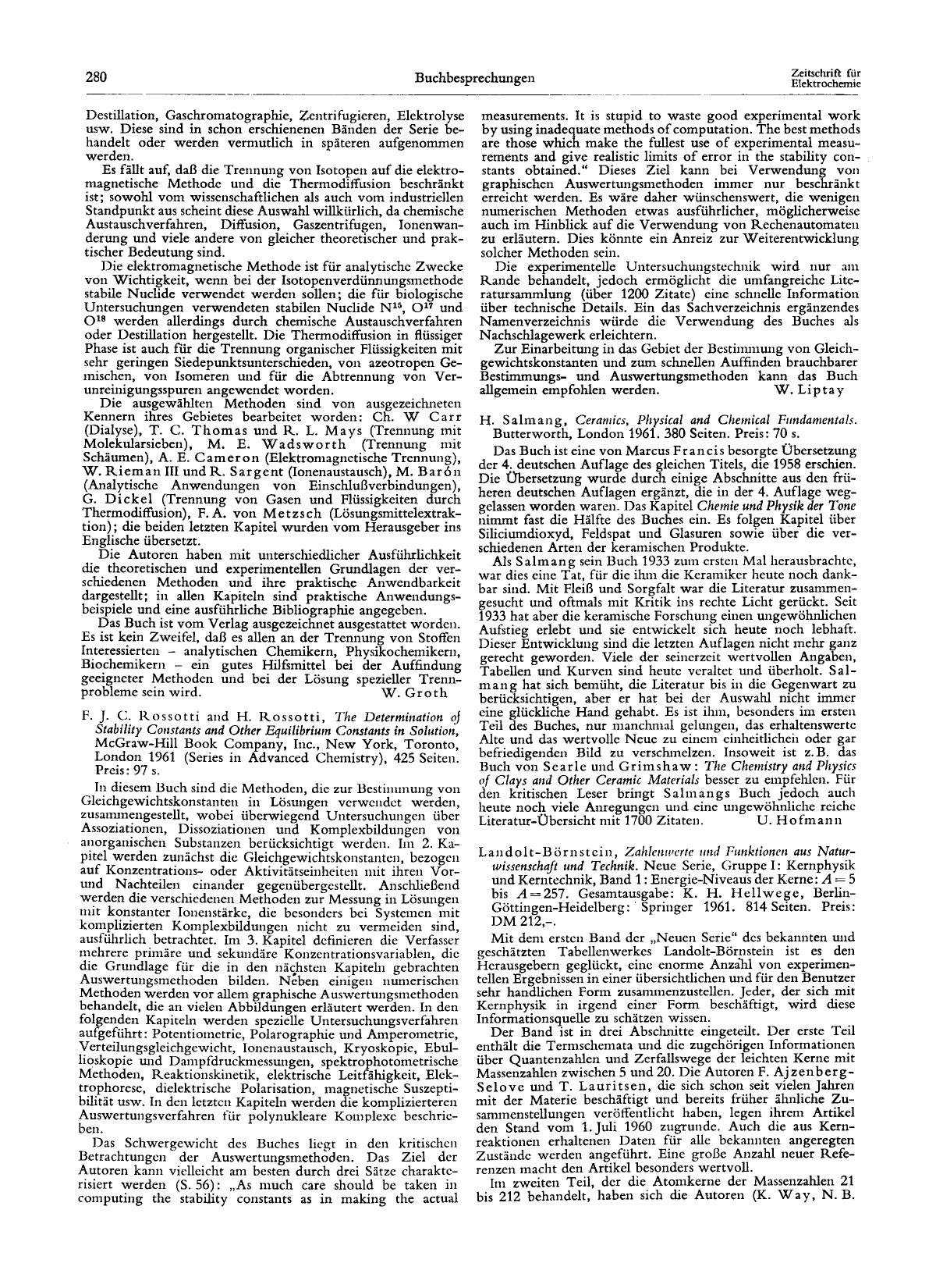 F. J. C. Rossotti and H. Rossotti, The Determination of Stability Constants and Other Equilibrium Constants in Solution, McGraw-Hill Book Company, Inc., New York, Toronto, London 1 by Unknown