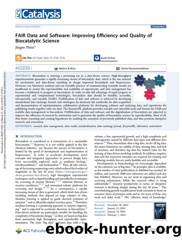 FAIR Data and Software: Improving Efficiency and Quality of Biocatalytic Science by Jürgen Pleiss