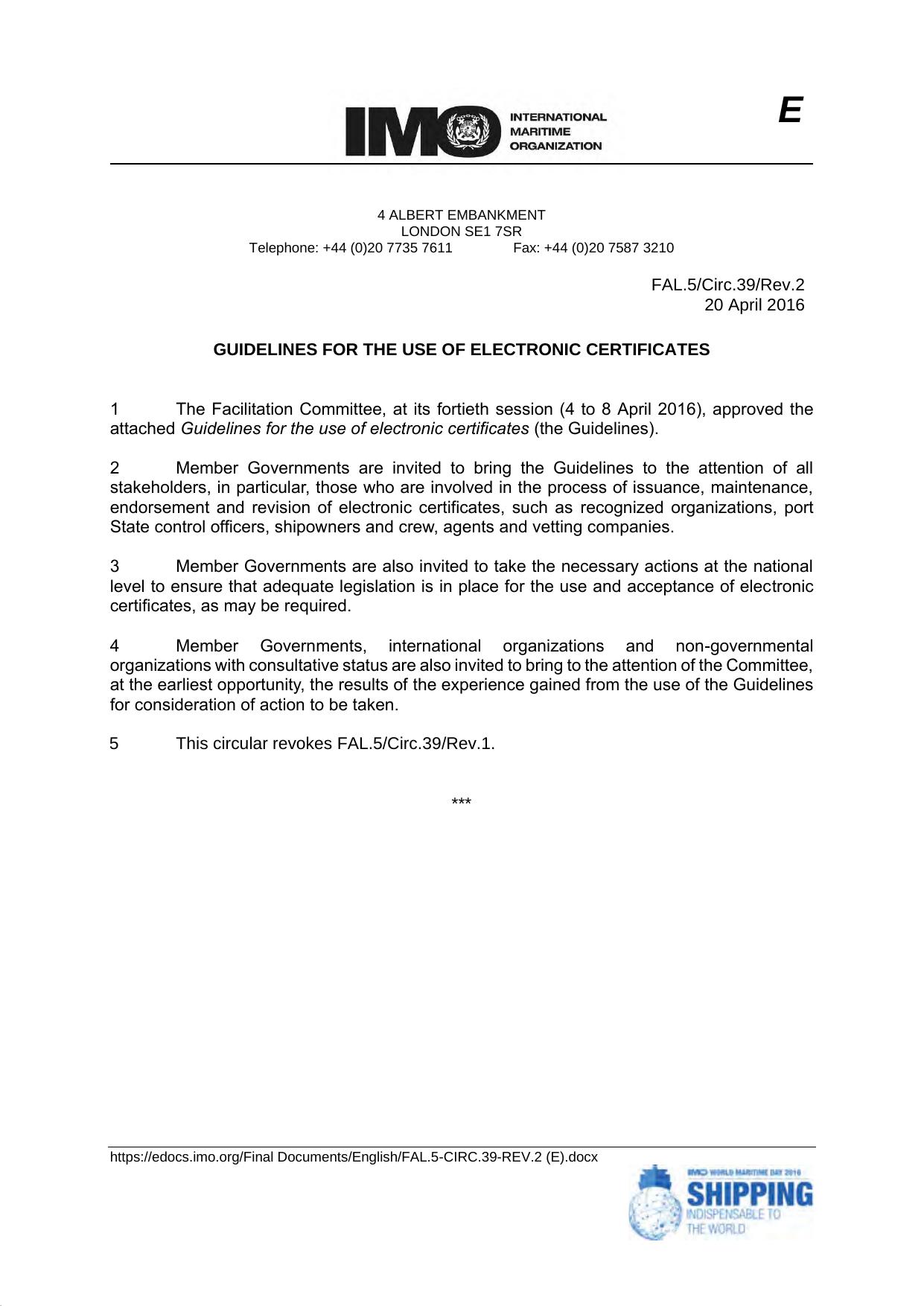 FAL.5Circ.39Rev.2 - Guidelines for the use of Electronic Certificates by Julian Abril
