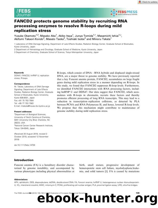 FANCD2 protects genome stability by recruiting RNA processing enzymes to resolve Râloops during mild replication stress by Unknown