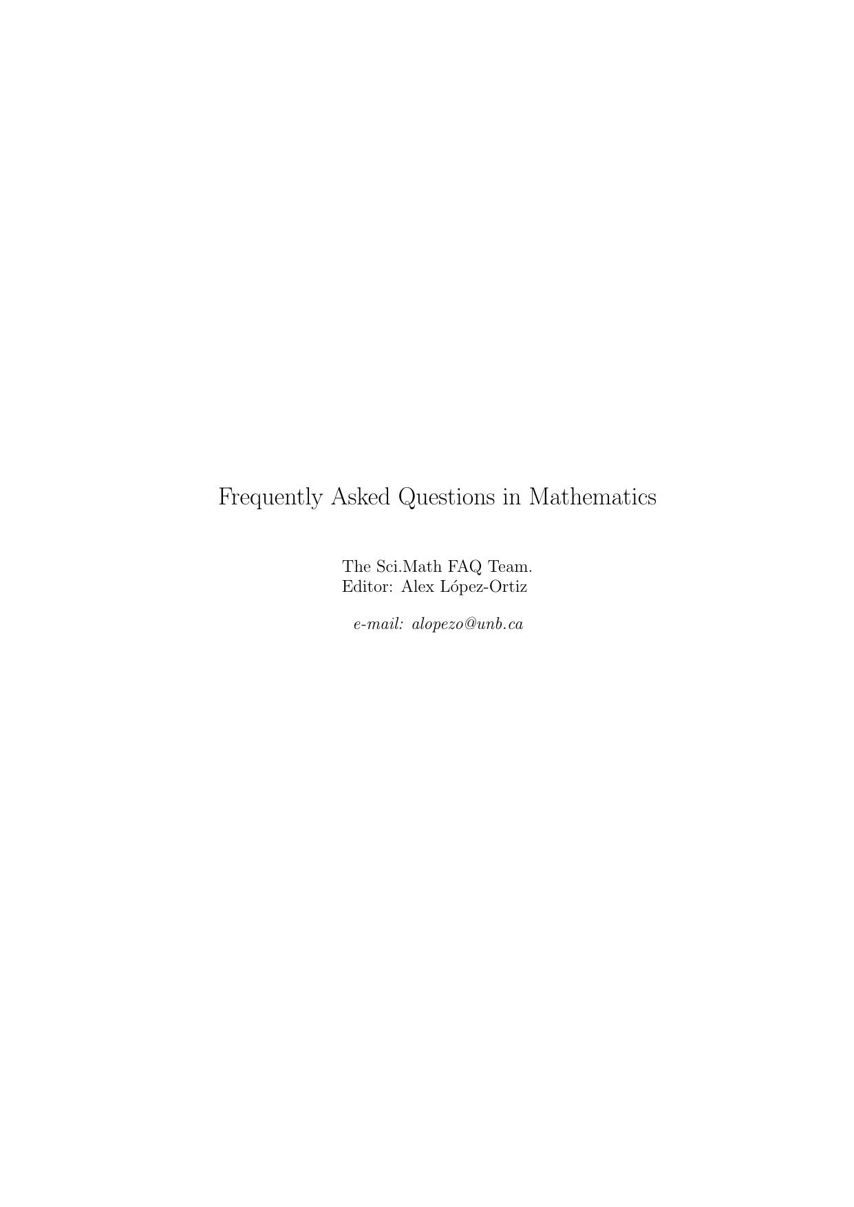FAQ in Mathematics by Unknown