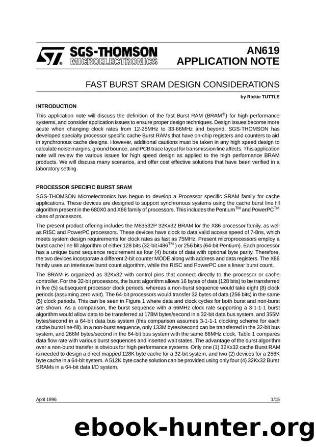 FAST BURST SRAM DESIGN CONSIDERATIONS by SGS-THOMSON Microelectronics