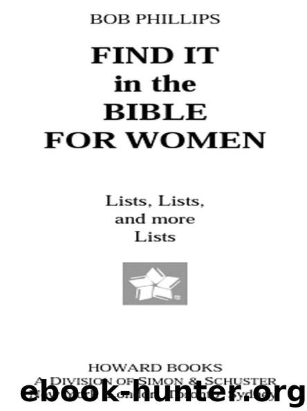 FIND IT in the BIBLE FOR WOMEN by BOB PHILLIPS