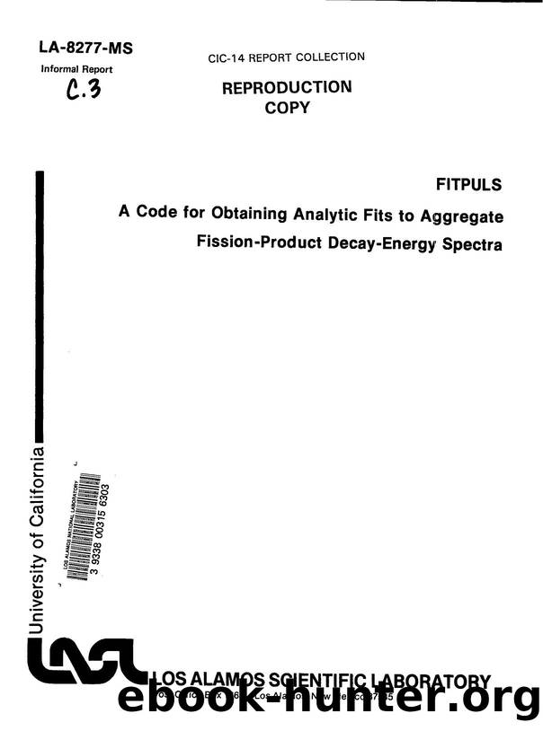 FITPULS   a code for obtaining analytic fits to aggregate fission-product decay-energy spectra  None by LANL Research Library LWW Project